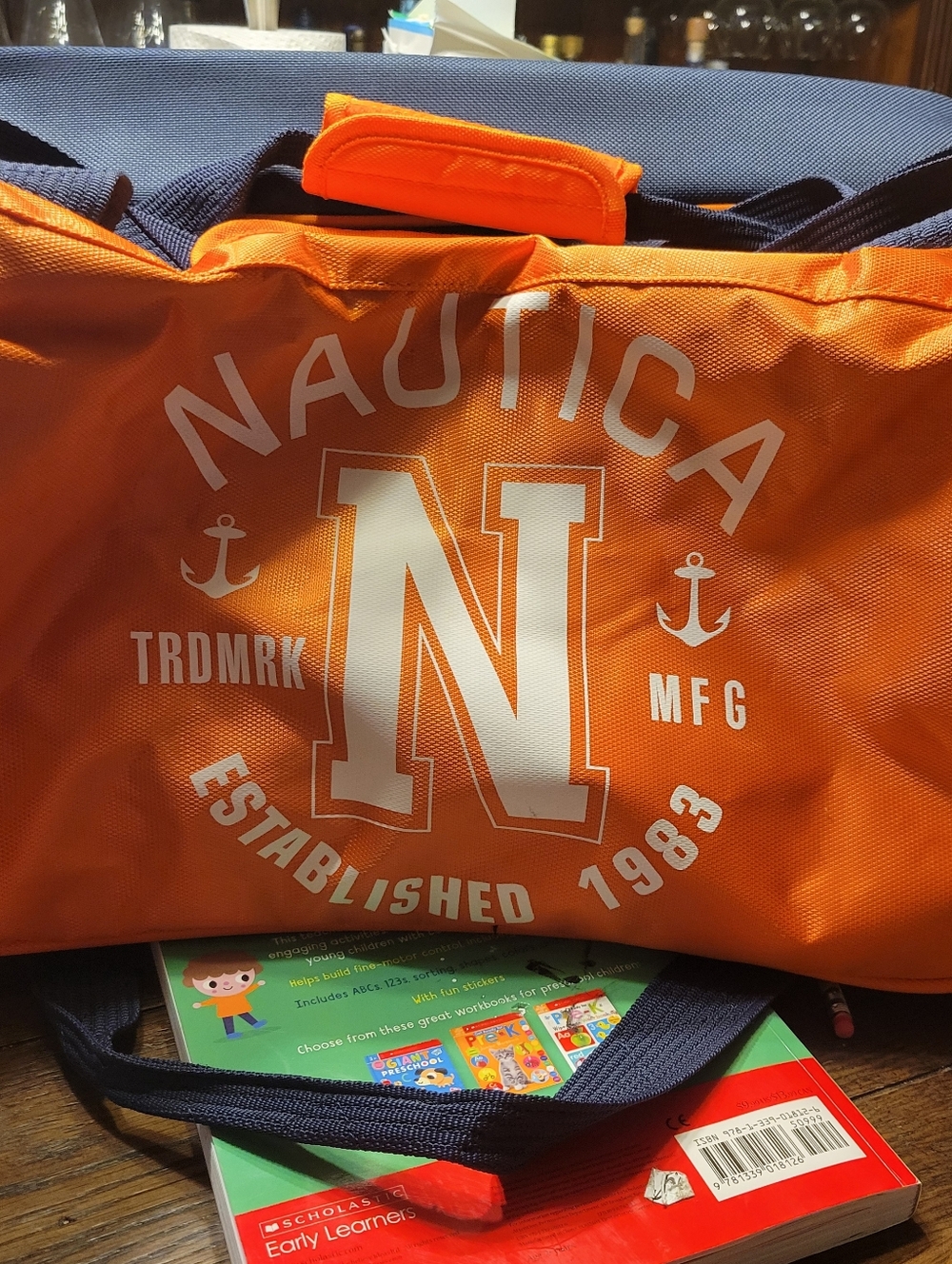 Nautica Large 24" Sport Duffel Bag - Orange/Navy - Like New!